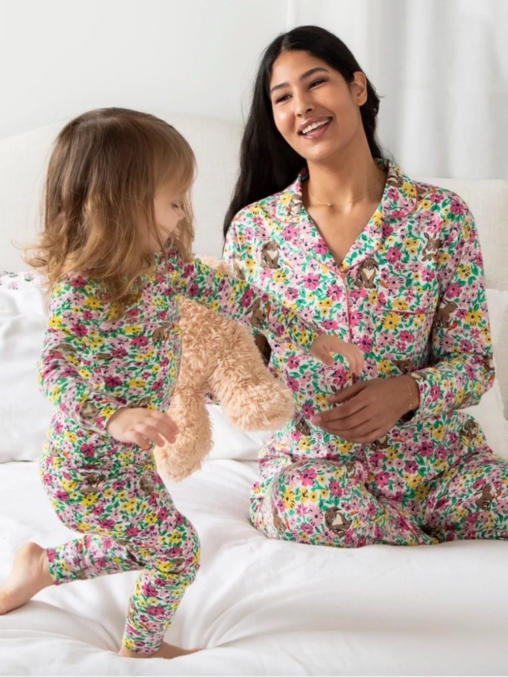 PRINTFRESH Bunny Trail Spring Meadow Pajama Set Rabbit Organic cotton